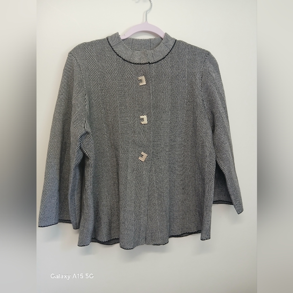 Carolyn Taylor Black and White Striped Jacket Women's